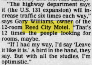 Reed City Motel - Oct 23 1986 Article (newer photo)
